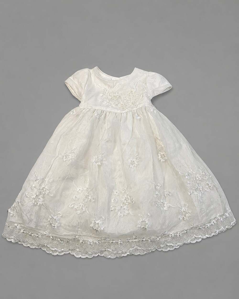 Vintage K.I.D. Collection Style 8-571 Floral Embroidered Heirloom Christening Go